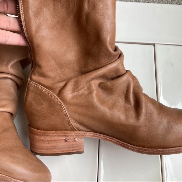 Beek Ostrich Slouch Saddle Boots Sz 8.5 Caramel - Picture 6 of 8